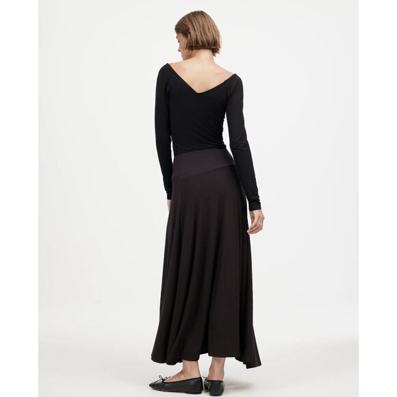 Madewell Jersey Asymmetric-Seam Midi Skirt Black Small NWT - Picture 3 of 9